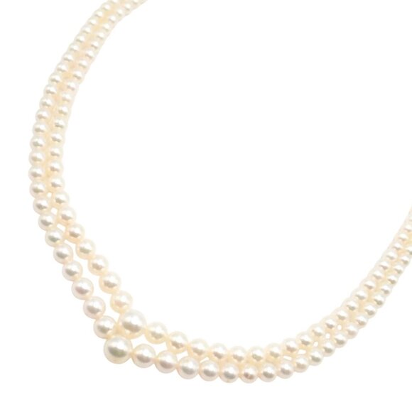 Mikimoto 18k Yellow Gold Pearl Double Strand Graduated 17" Princess Necklace - Picture 11 of 12